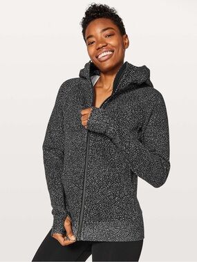 Lululemon Scuba Hoodie Light Cotton Fleece Size 8 Night View White Black